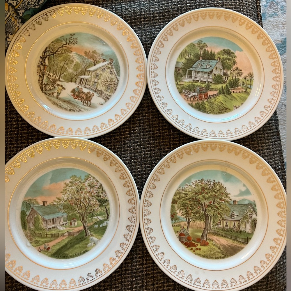 Currier and Ives hanging season plates